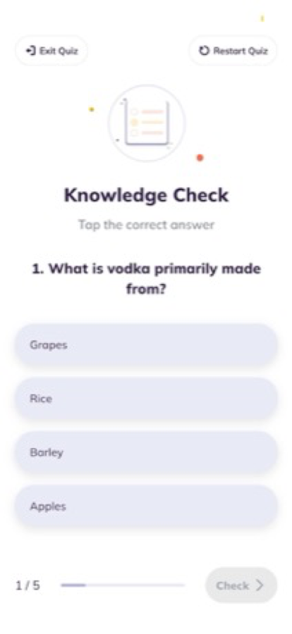 A Knowbie knowledge check quiz question